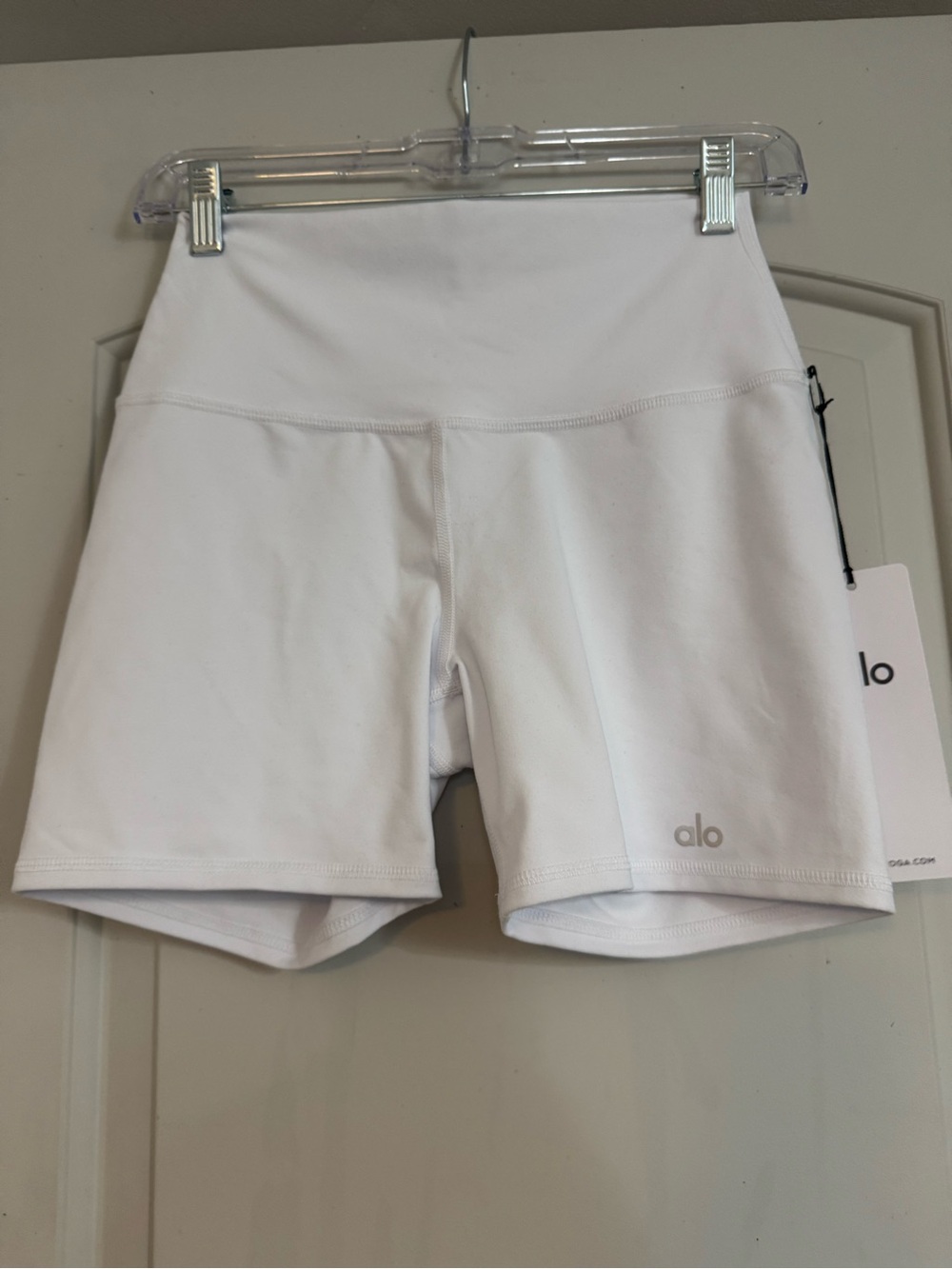 ALO Yoga White High-Rise Bike Shorts